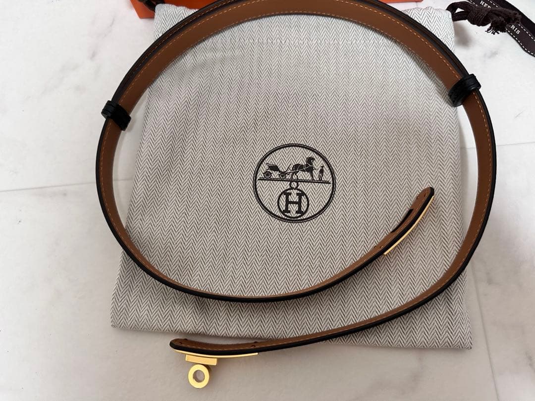 HERMES ケリーベルト ノワール　YG K刻印