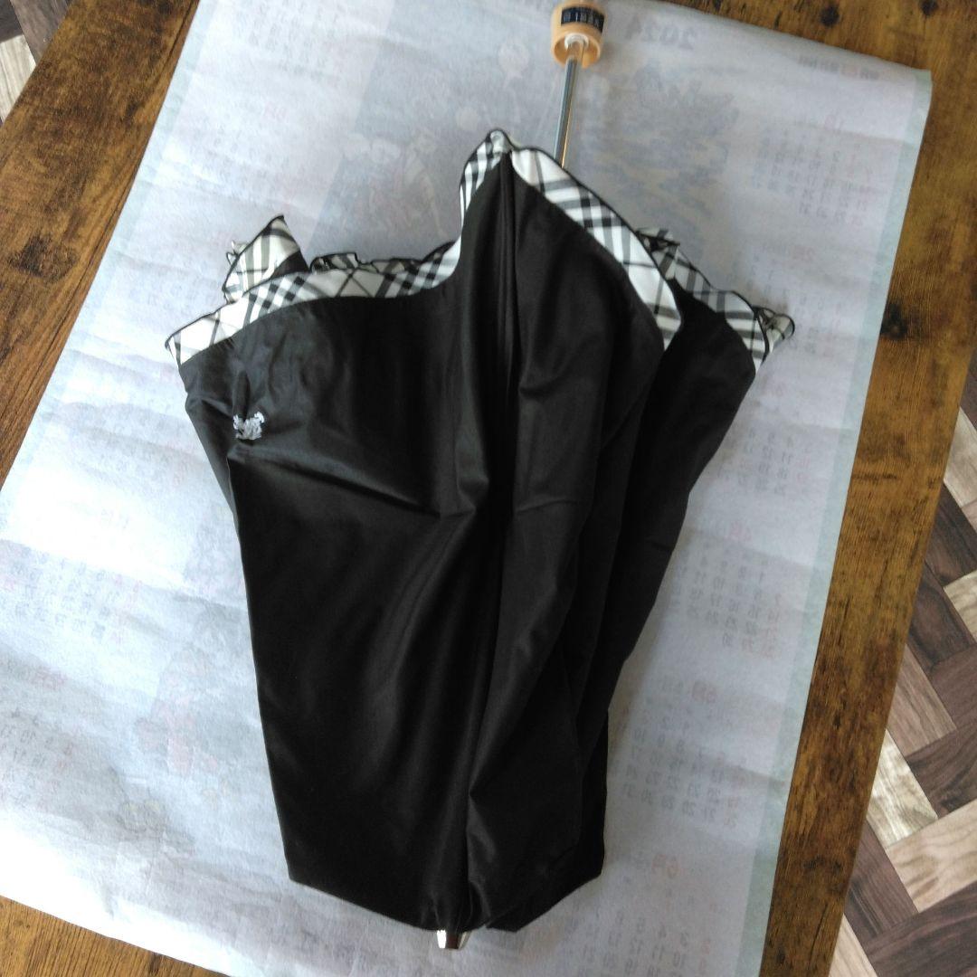 バーバリー　折り畳み日傘②　ブラック　フリル　チェック