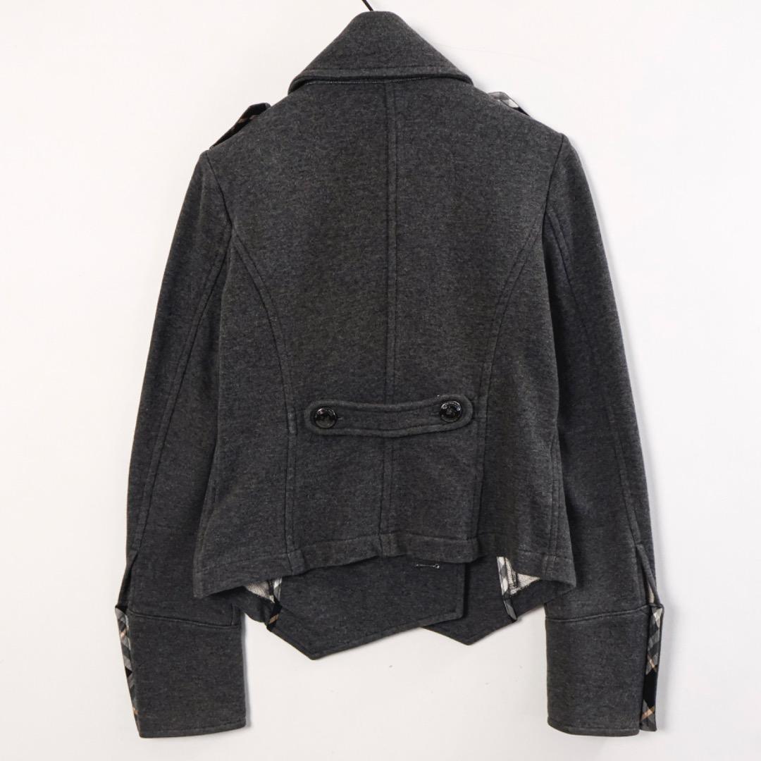 H3550-23◾️バーバリー　ダブルボタン　ピーコート風ジャケットノバチェック