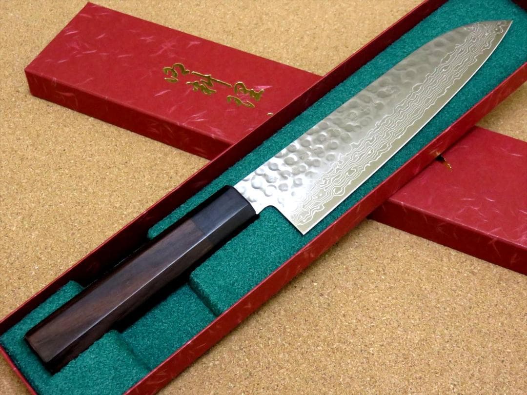 関の刃物 三徳包丁 180mm ダマスカス 45層 鎚目 両刃 万能包丁 ナイフ