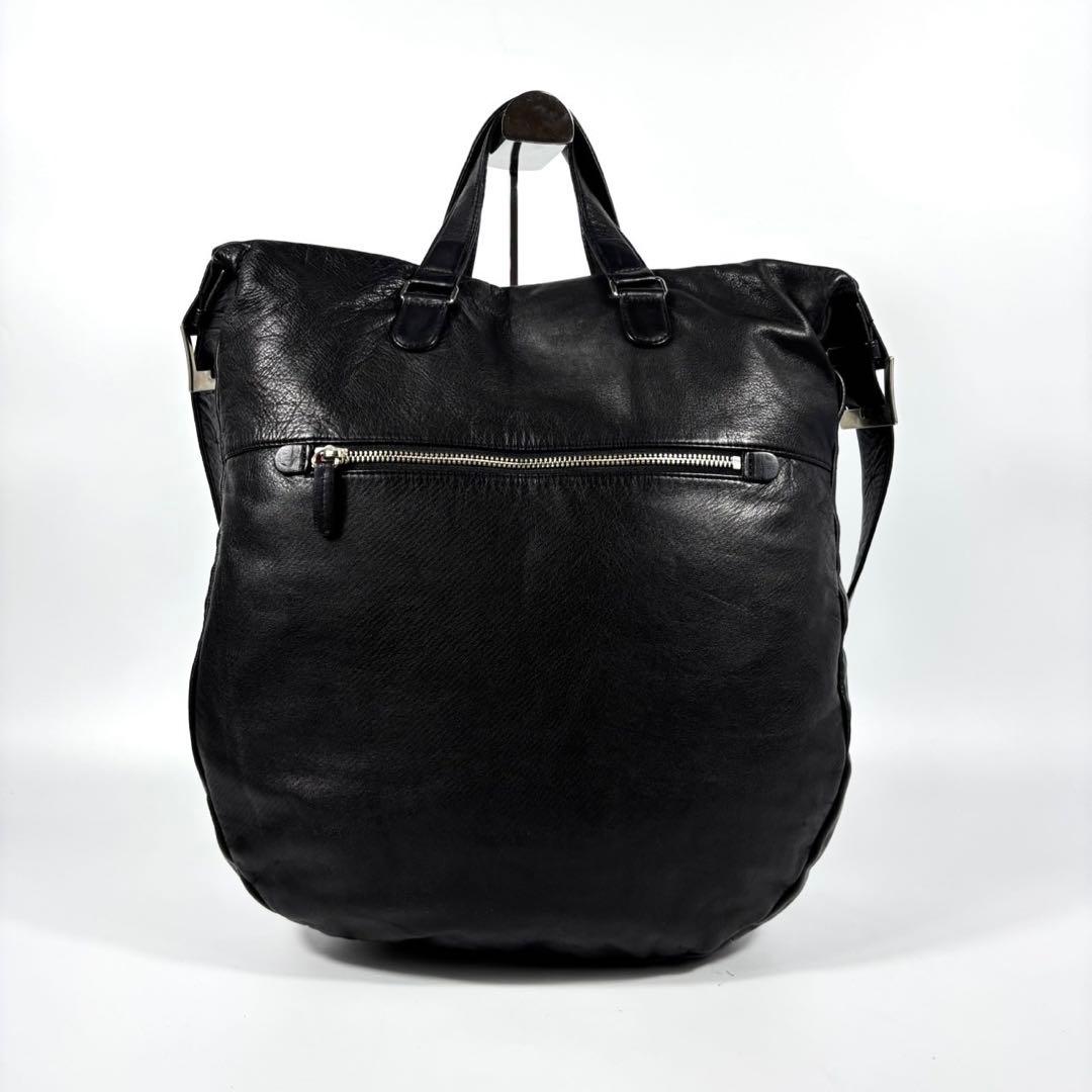 ✨希少 美品✨カワカワ ショルダーバッグ 2way ラウンド レザー A4可 黒