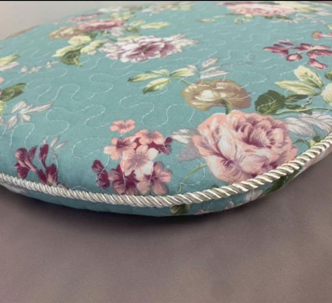 ダイニングシートクッション　4枚セット　グリーンローズ