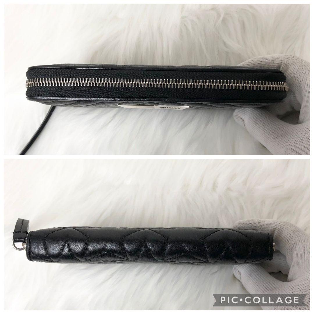 【美品】ジミーチュウ 長財布 スター キルティング ステッチ ラウンドファスナー