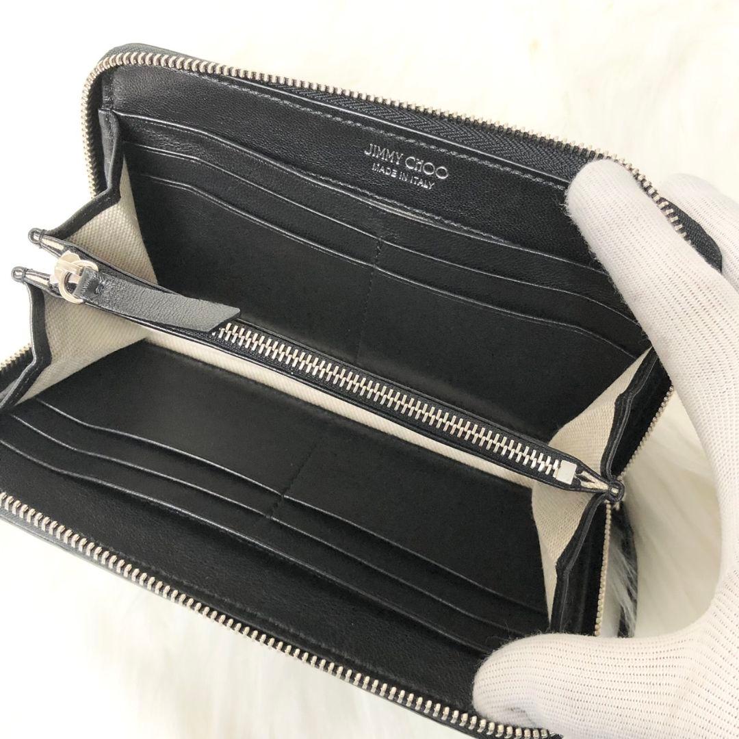 【美品】ジミーチュウ 長財布 スター キルティング ステッチ ラウンドファスナー