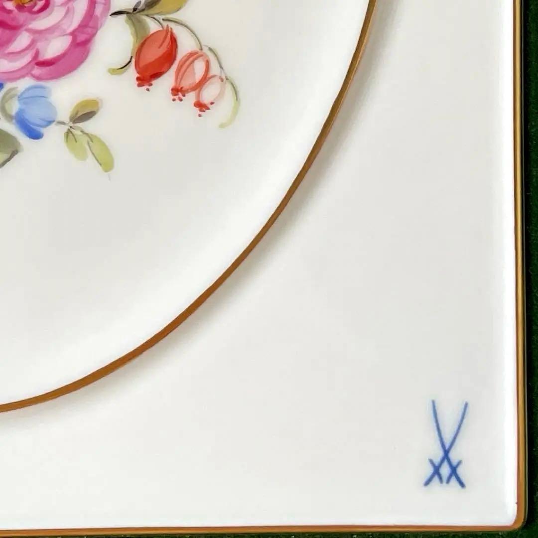 ＊額装五つ花＊額装３４cm×３１cm・画１８cm×１５cm・Meissen・美品