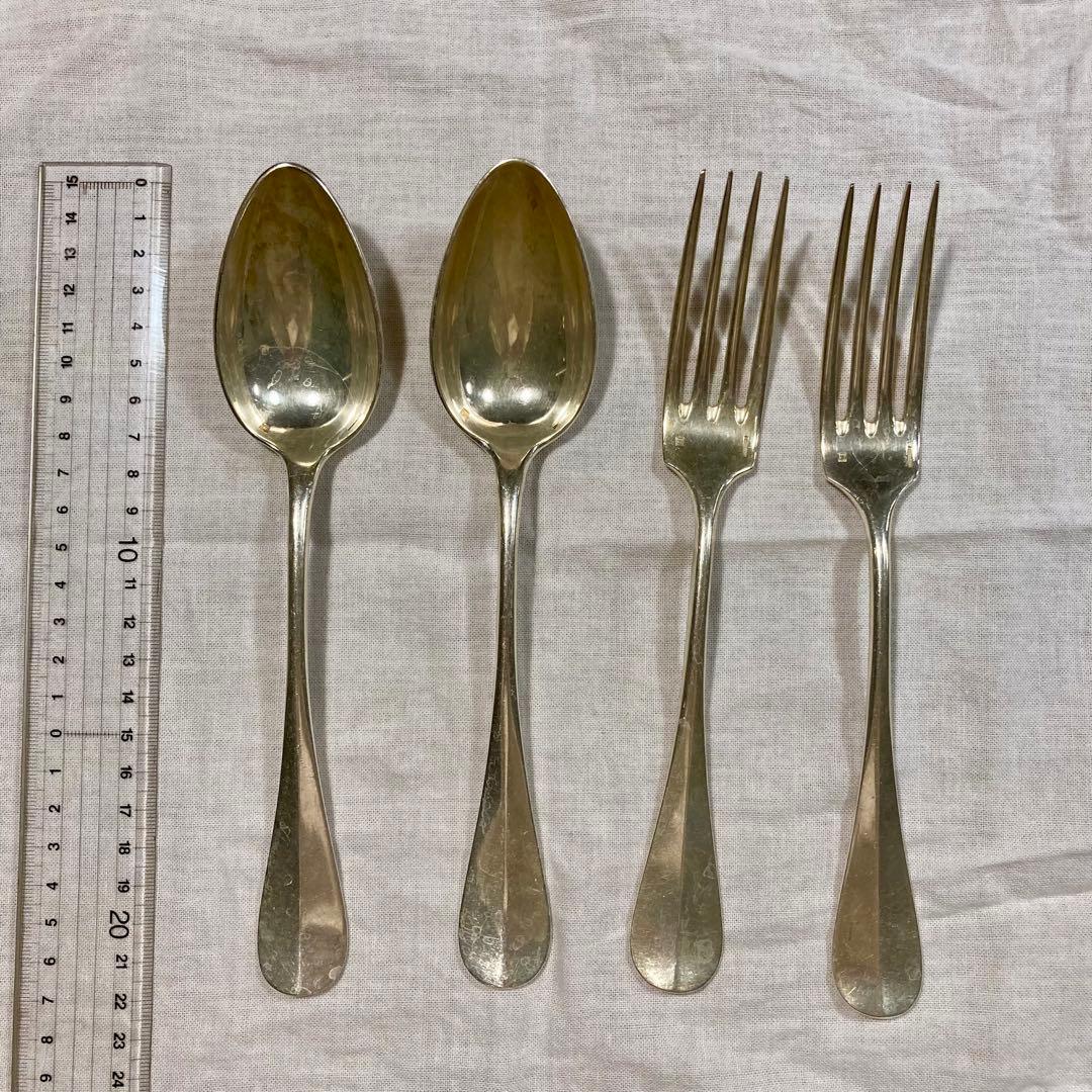 クリストフル Uniplat 純銀フォーク スプーン4本セット 21cm