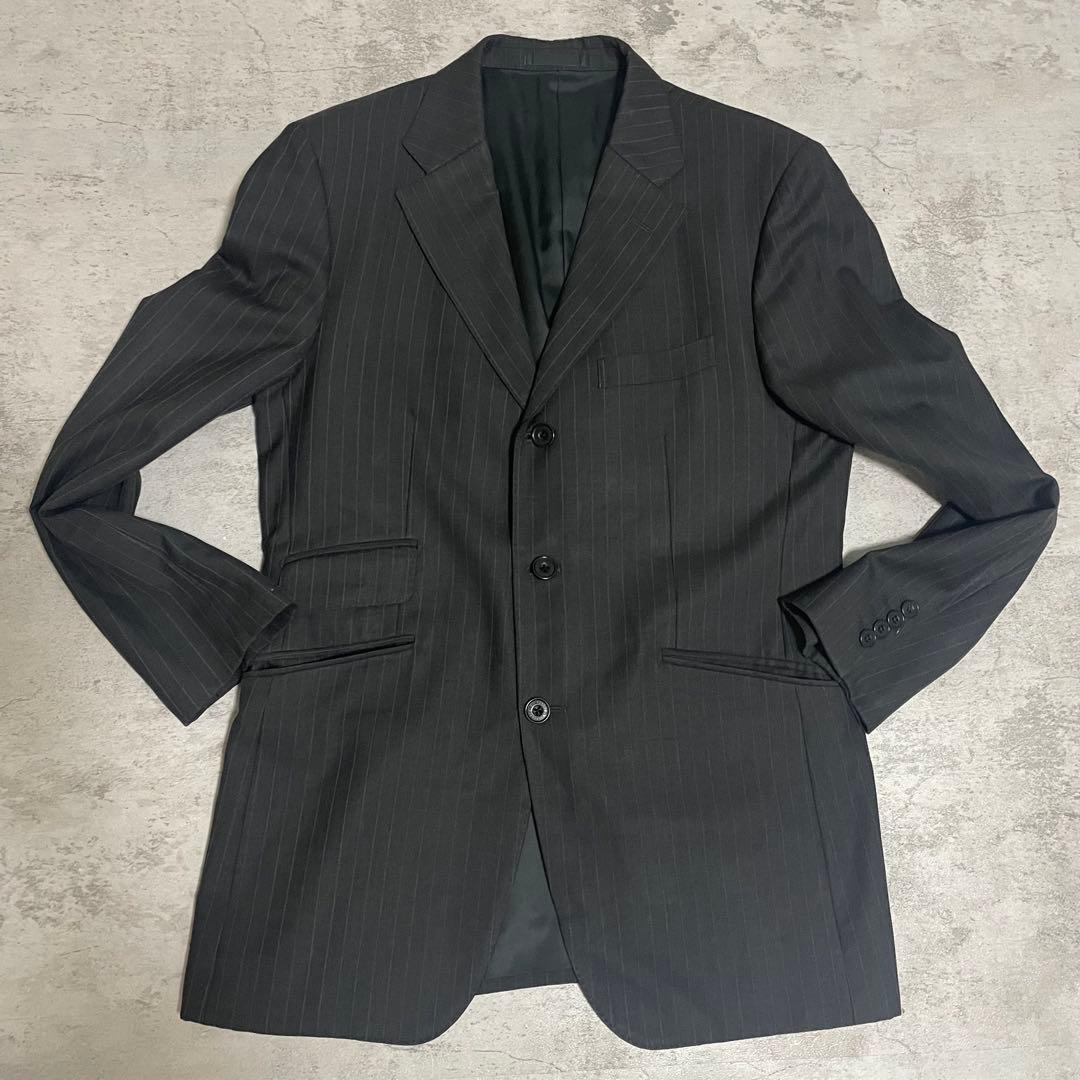 バーバリー 3ピース スーツ ブラック 38L ストライプ セットアップ 紳士