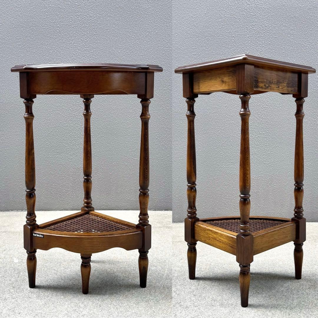 カリモク コロニアル コーナーラック アンティーク ビンテージ ラック ろくろ脚