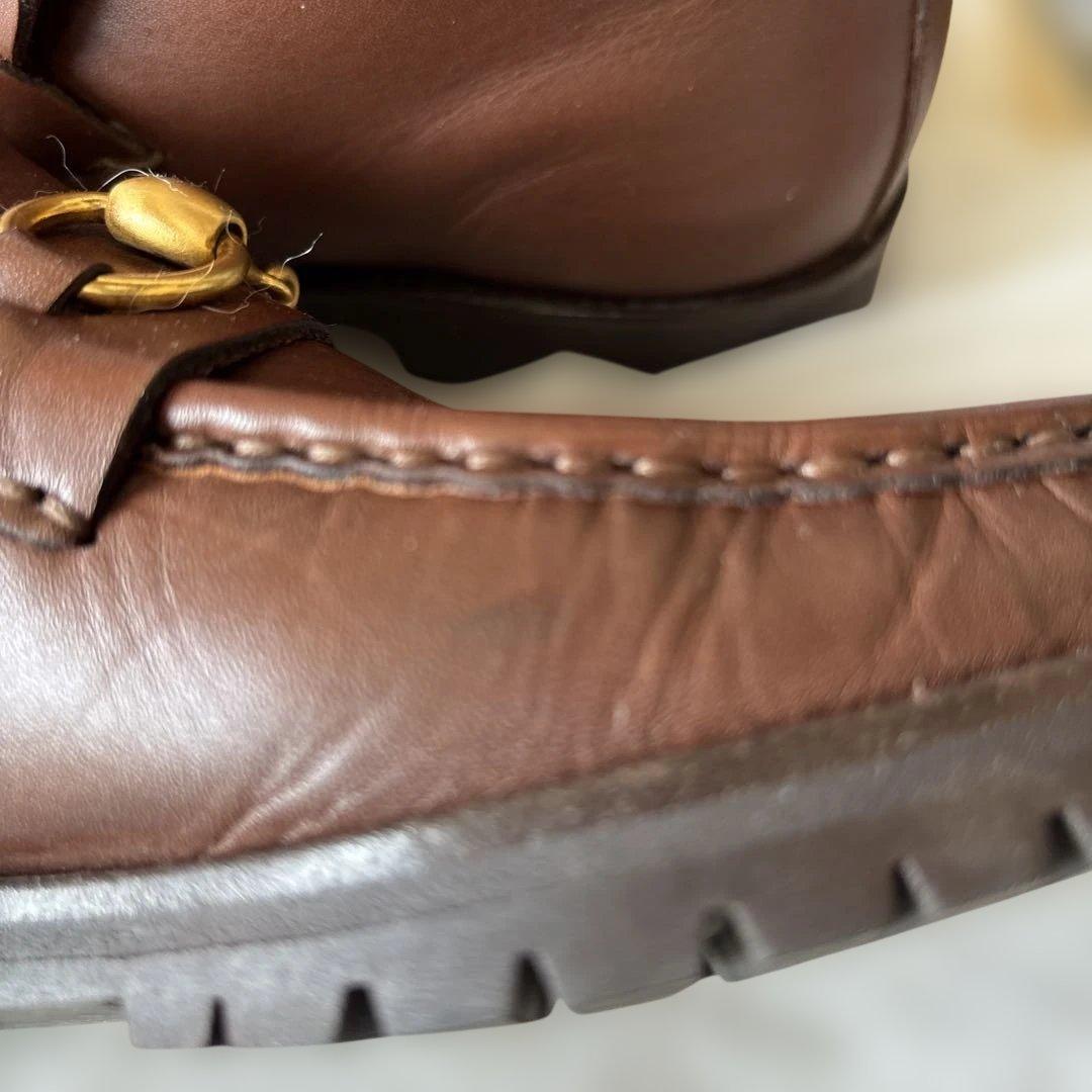 GUCCI グッチ ホースビット 厚底 ローファー ブラウン UK7 本革