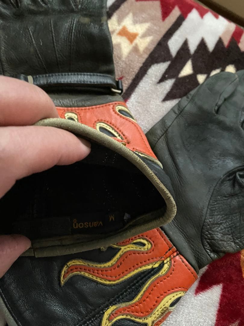 Vanson レザーグローブ Mサイズ フレイムデザイン