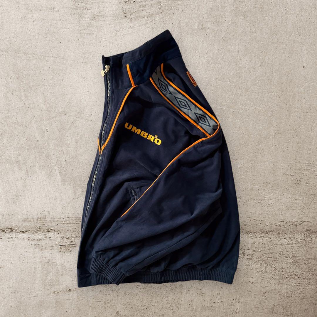 美品希少アンブロumbro90sベロアトラックジャケット刺繍ロゴ好配色古着M