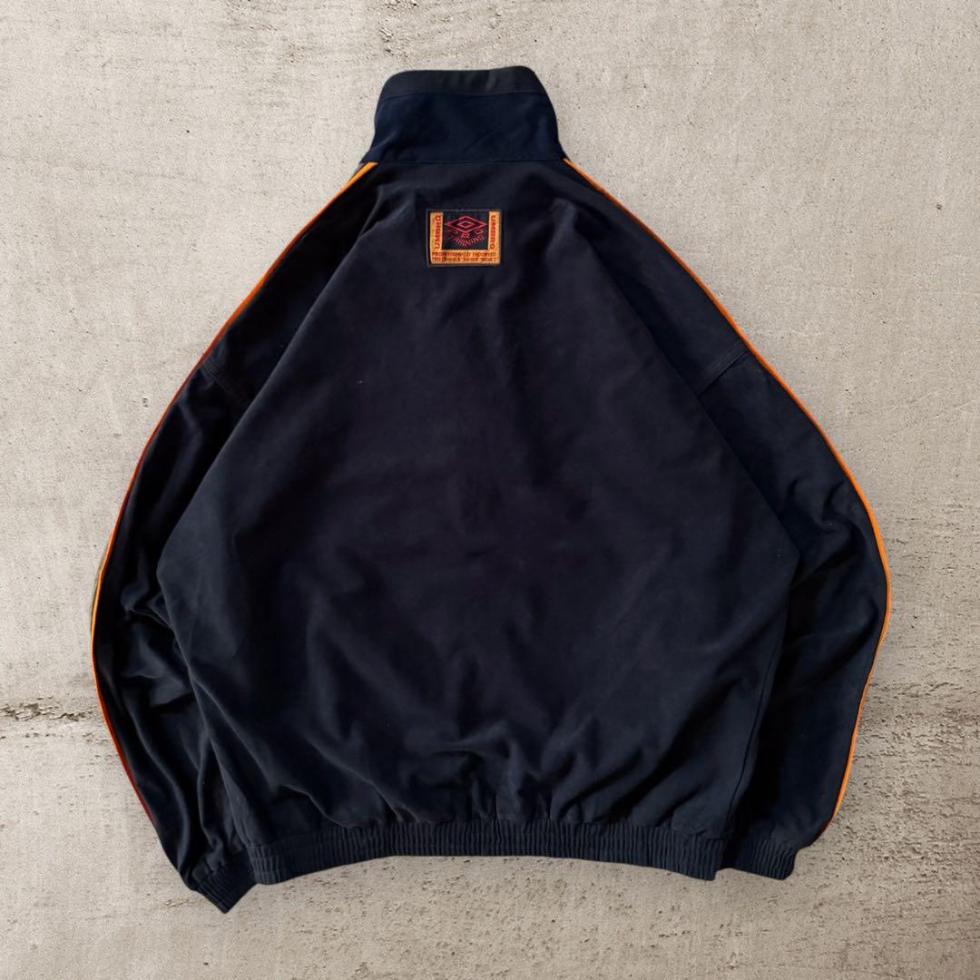 美品希少アンブロumbro90sベロアトラックジャケット刺繍ロゴ好配色古着M