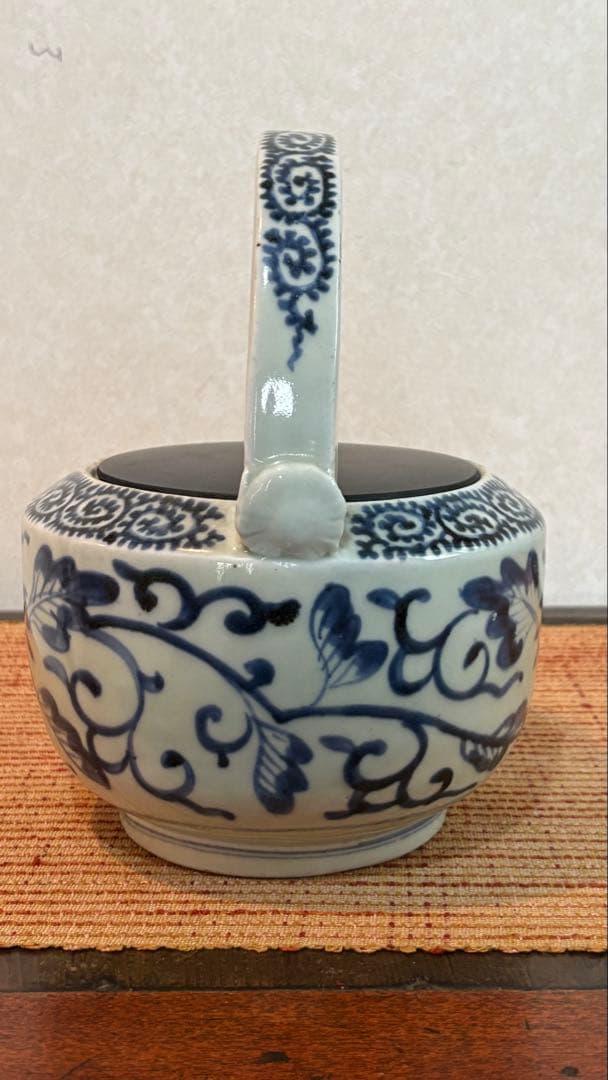 古民具　古伊万里　酒注　水柱　染付 蛸柄　5弁花　江戸時代　骨董
