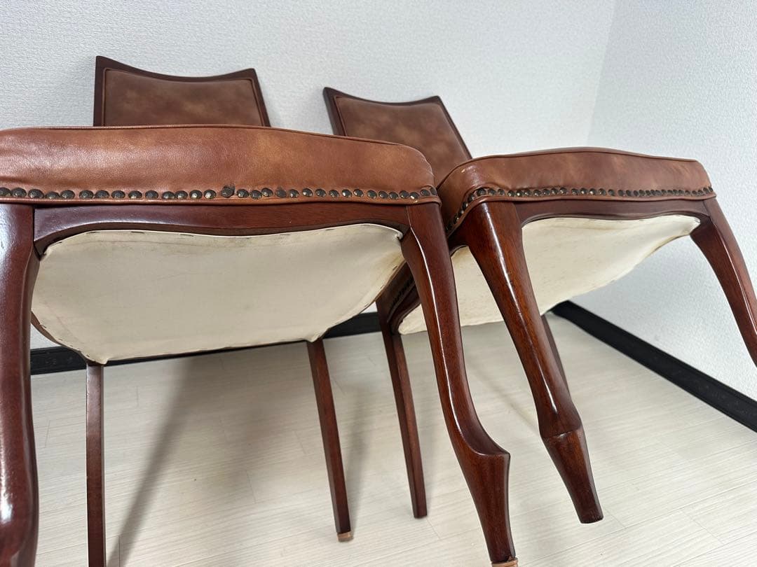 マルニ ベルサイユ ダイニングチェア 椅子 鋲打ち 猫脚 2脚セット ※i1※