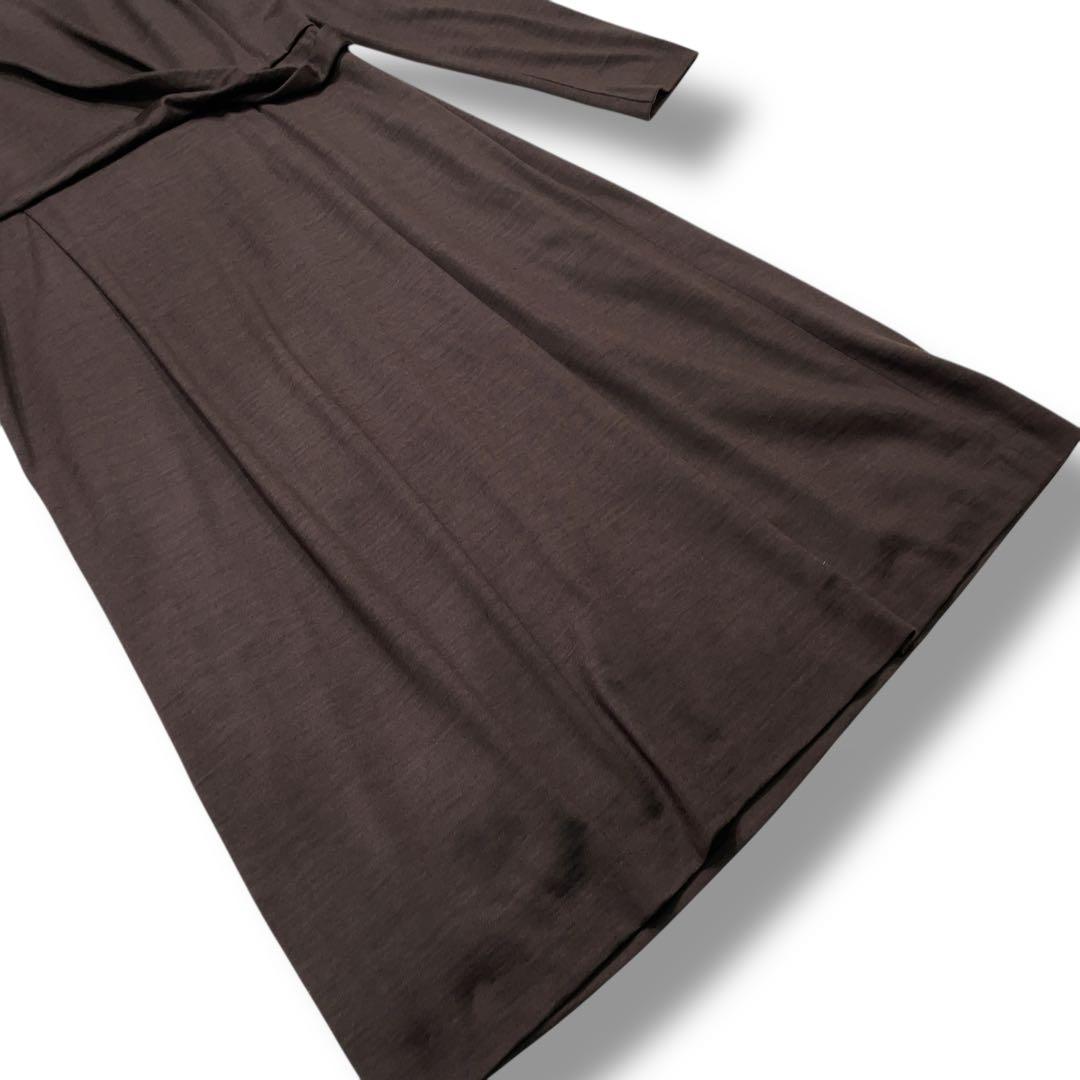 極美品 モラビト 上質ウール100% ビーズ装飾 ドレープワンピース 38