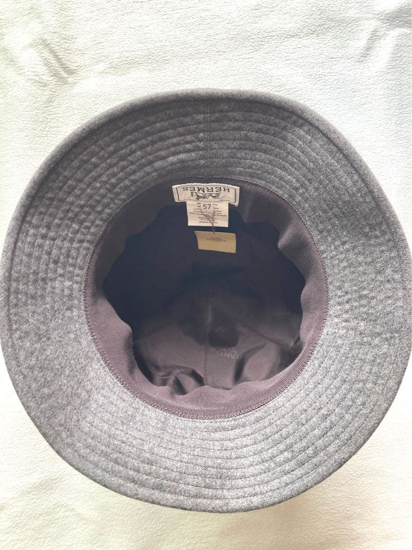 未使用タグ付　エルメス　カシミヤ100 メトロパケット　グレー　サイズ57