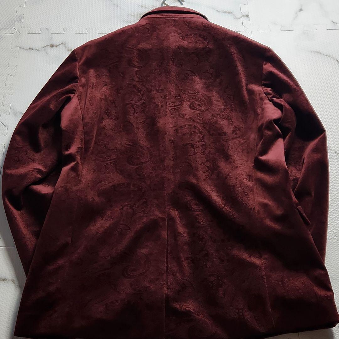 超希少✨XL Tenoras スーツ 3ピース ペイズリー総柄 ベロア ボルドー