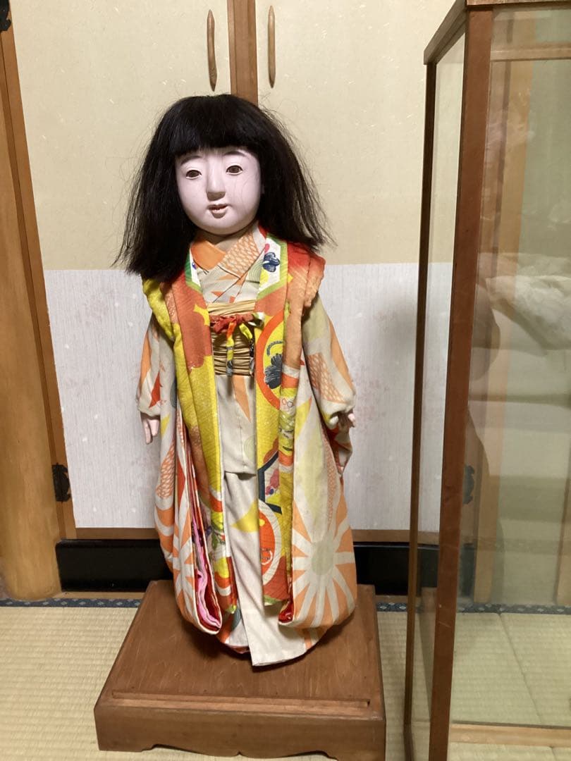 市松人形 74cm 花月斎？　石黒製作　綿入り着物　抱き人形　吹子付き