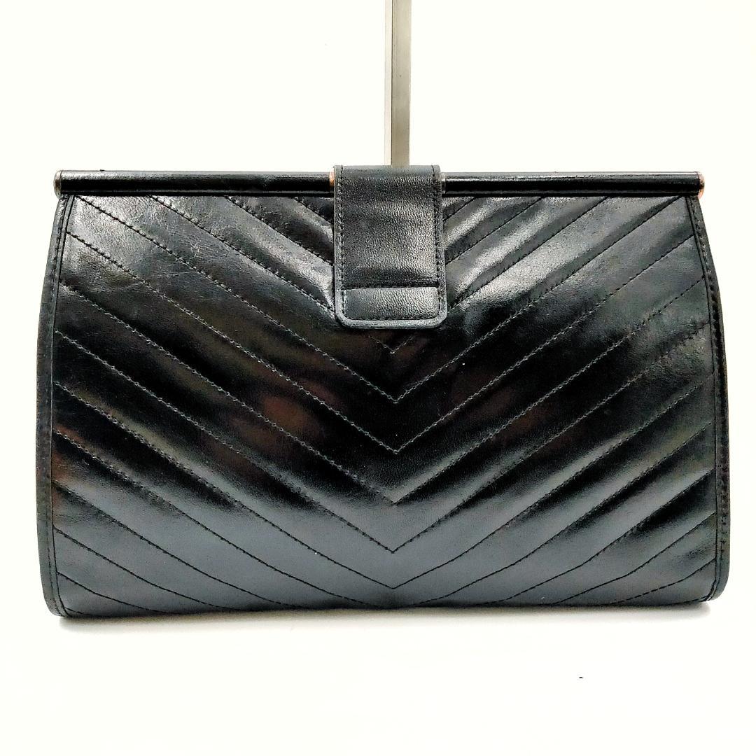サンローラン　Vステッチ 黒 カサンドラ クラッチバッグ