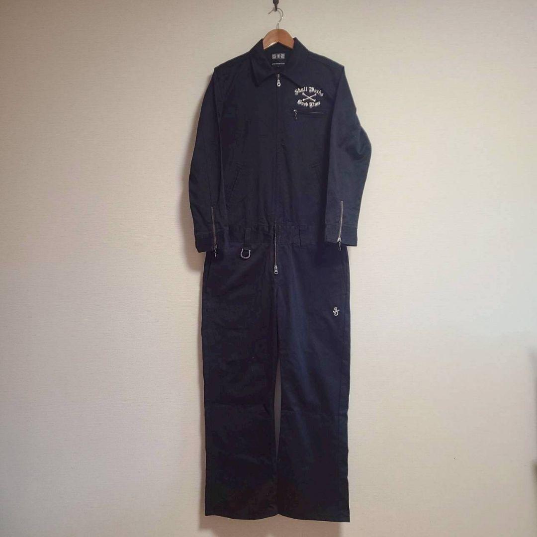 ★ スカルワークス×ジャックローズ つなぎ ジャンプスーツ 長袖 ロゴ 刺繍 3