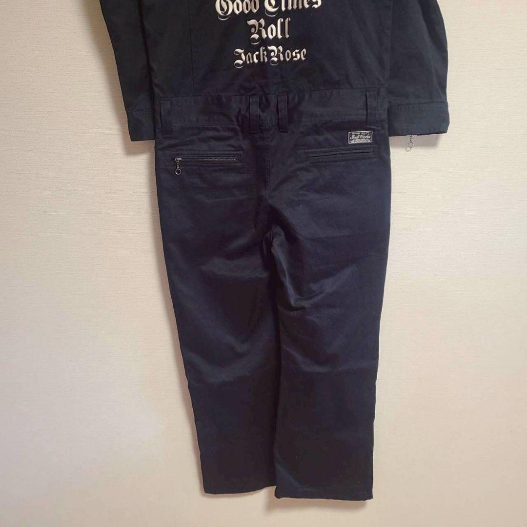 ★ スカルワークス×ジャックローズ つなぎ ジャンプスーツ 長袖 ロゴ 刺繍 3