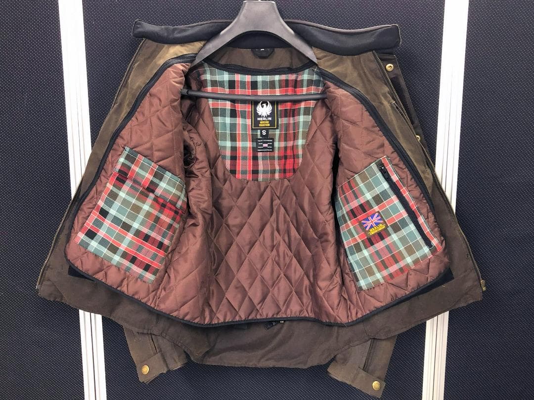 英国 MERLINバートン ワックスコットン ジャケット / オリーブ S(M)