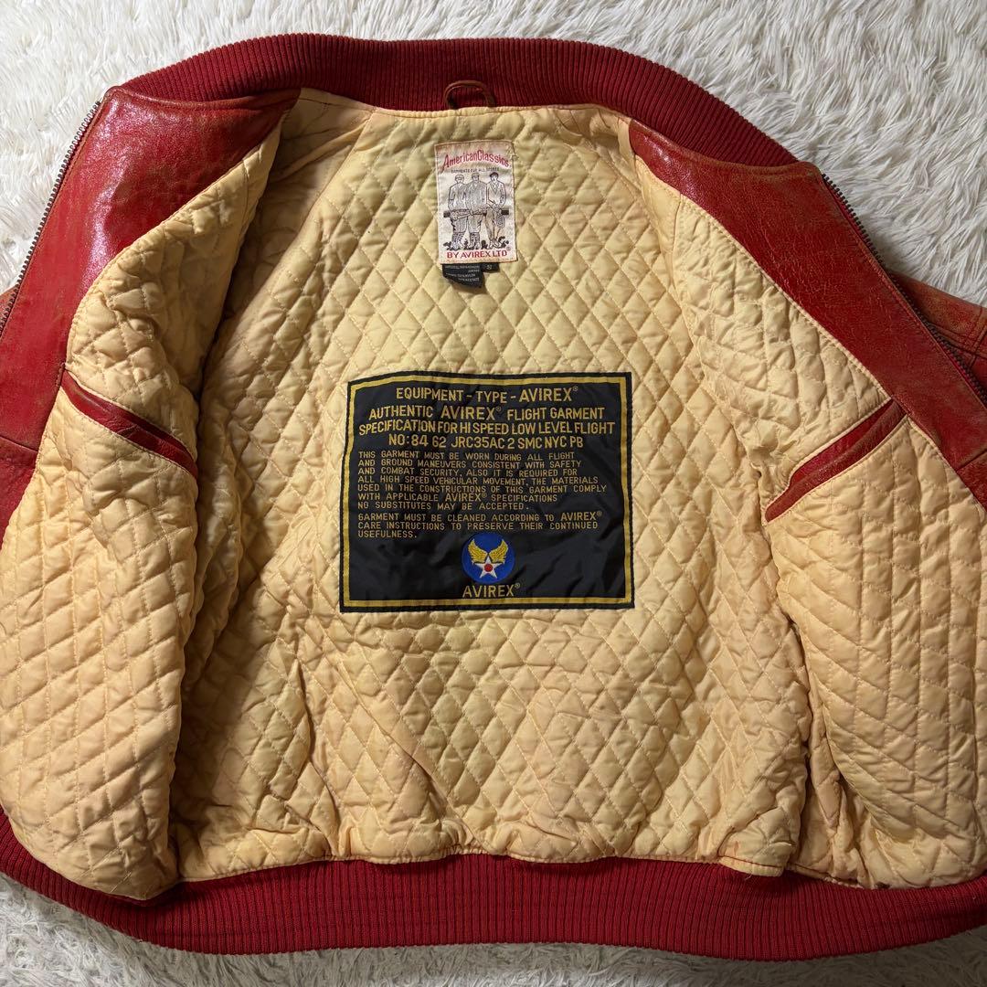 マ*ル様 【雰囲気抜群】AVIREX スタジャン　コマーシャルロゴ　羊革　オール
