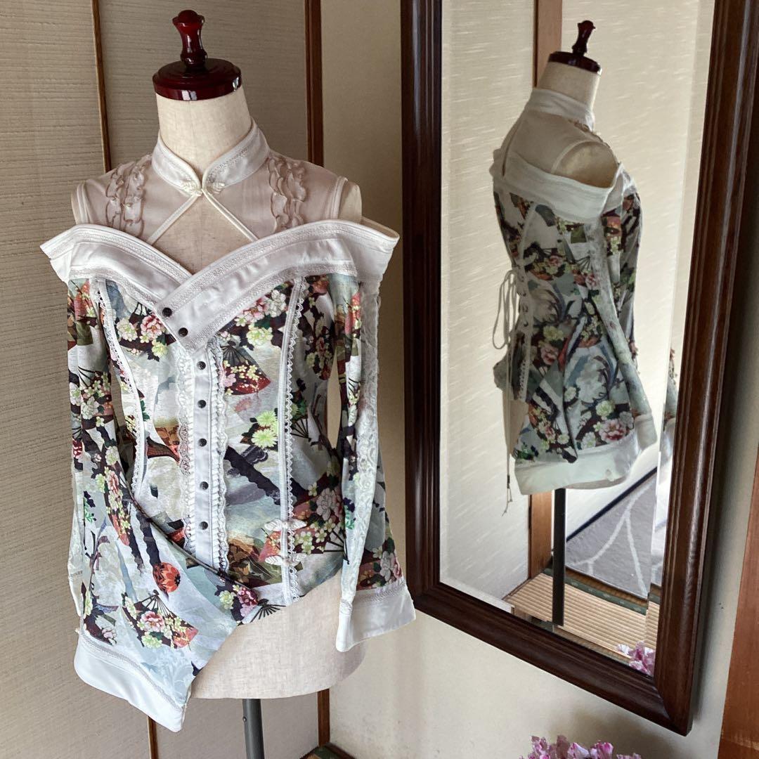 極美品！OZZ ONESTE 和チャイナ白セットアップ［商品番号9］