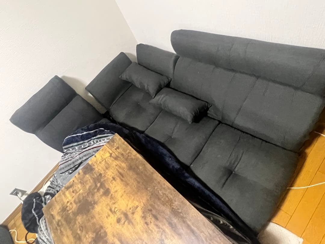 ダークグレー リクライニングソファ