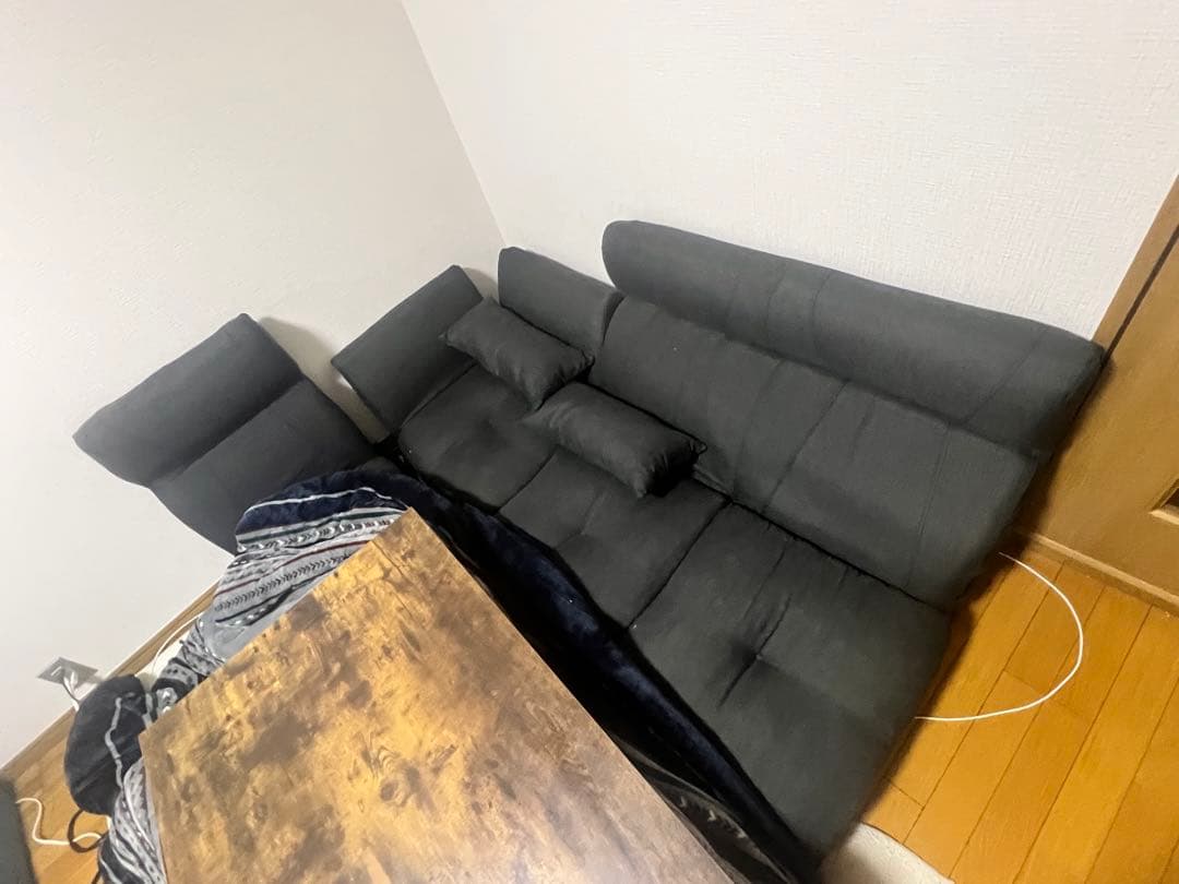 ダークグレー リクライニングソファ