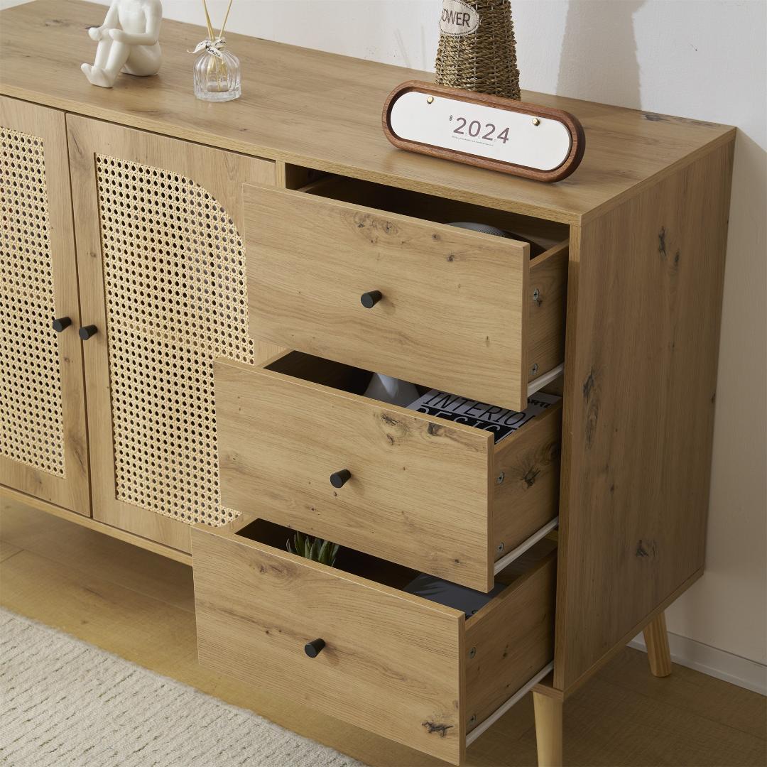 人気再入荷！大容量キャビネットリビング 収納 ローボード　NATURAL