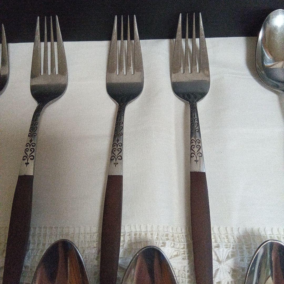 ミッドセンチュリー　カトラリー　フォーク／スプーン２種　12本