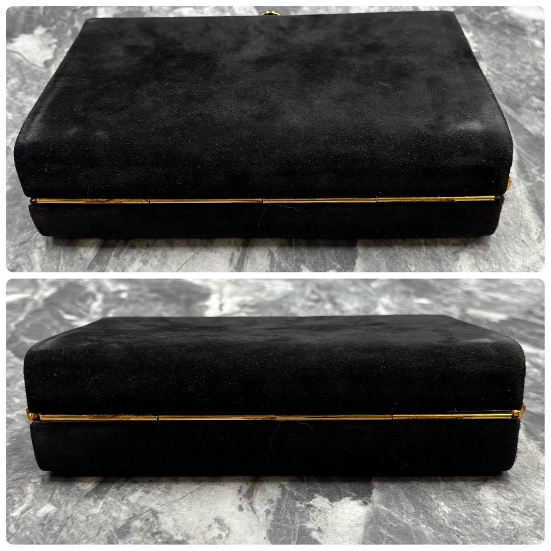 ✨美品✨GUCCI クラッチバッグ セカンド ブラック 黒 スエード ゴールド