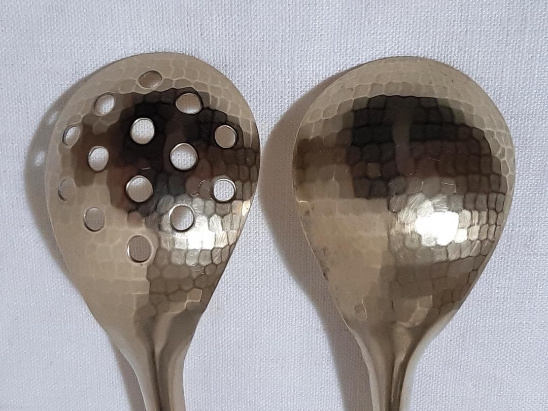 有次 真鍮 共柄チリレンゲ 穴あき 穴なし セット 京都有次 蓮華