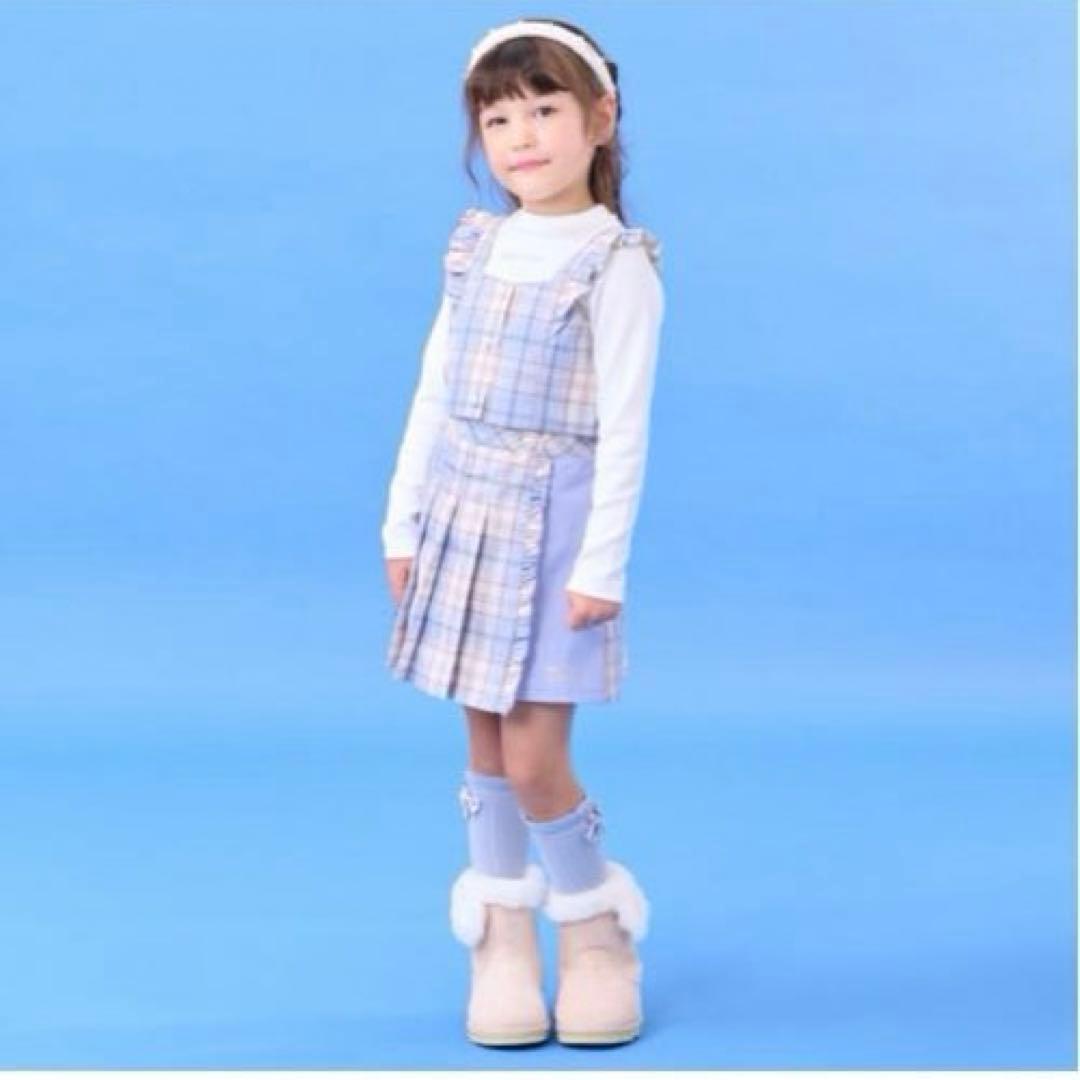 ほぼ未使用　メゾピアノ　チェックビスチェ　キュロット　セットアップ　140cm