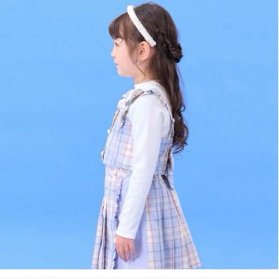 ほぼ未使用　メゾピアノ　チェックビスチェ　キュロット　セットアップ　140cm