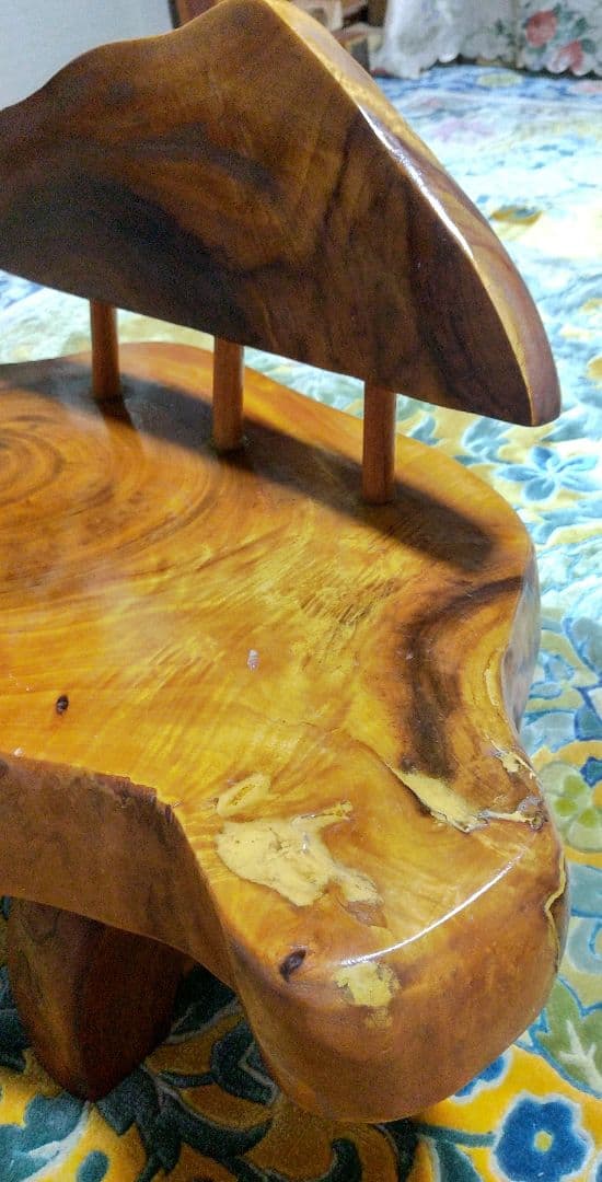 銘木 一枚板 飾り台 花台 飾り椅子 インテリア 中古品