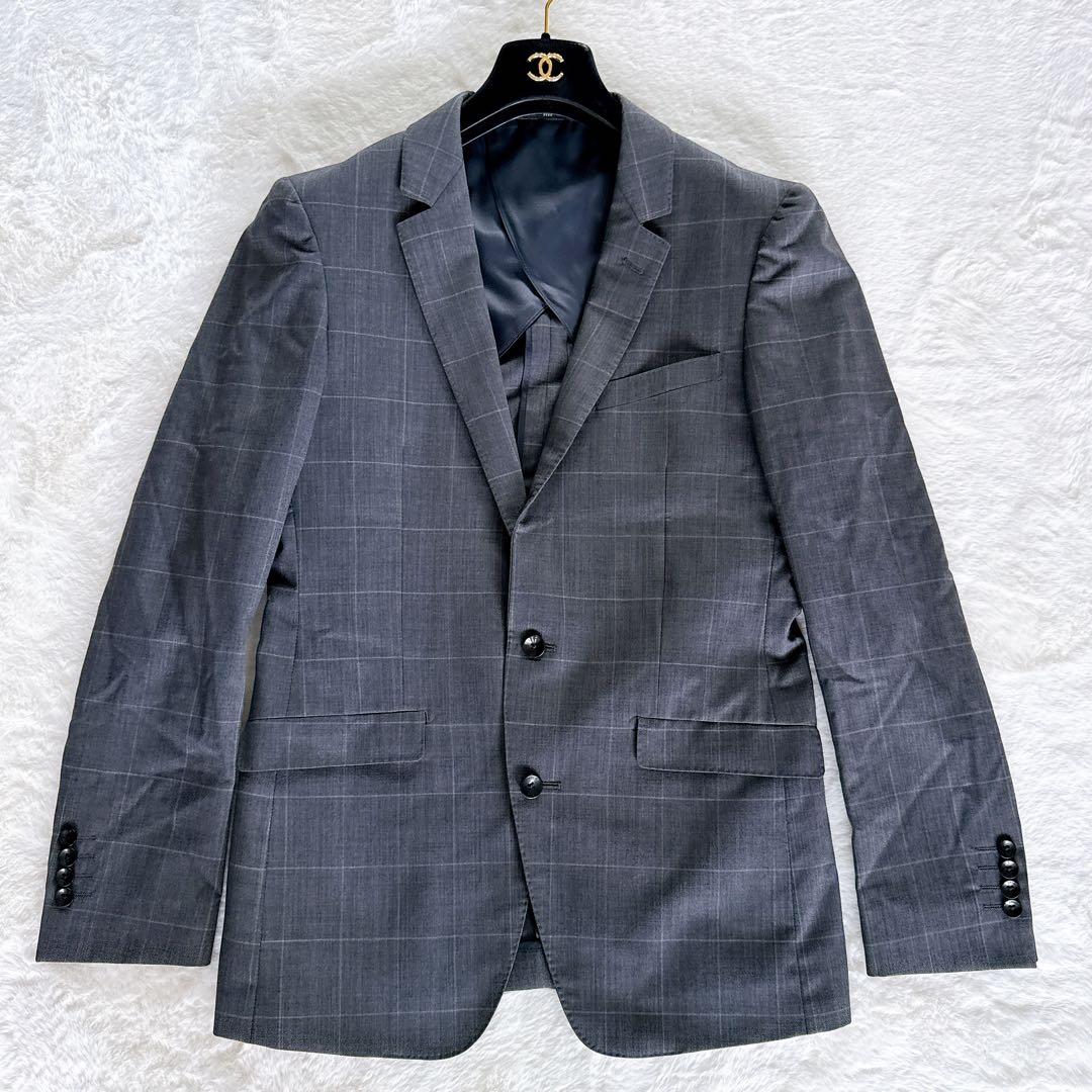 【スーツセレクト】スーツ 3ピース グレー ウィンドーペン Y6サイズ