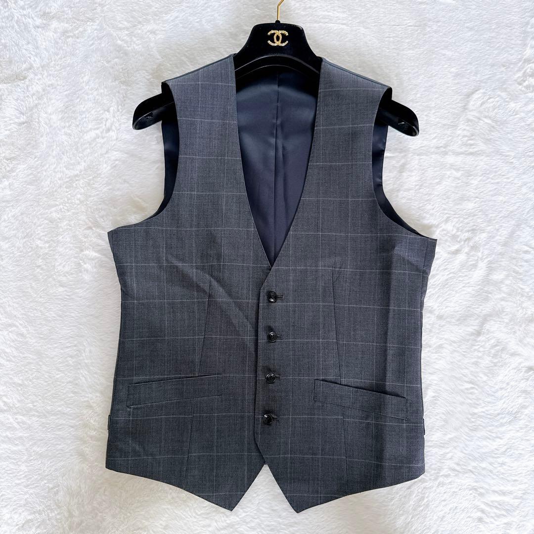 【スーツセレクト】スーツ 3ピース グレー ウィンドーペン Y6サイズ