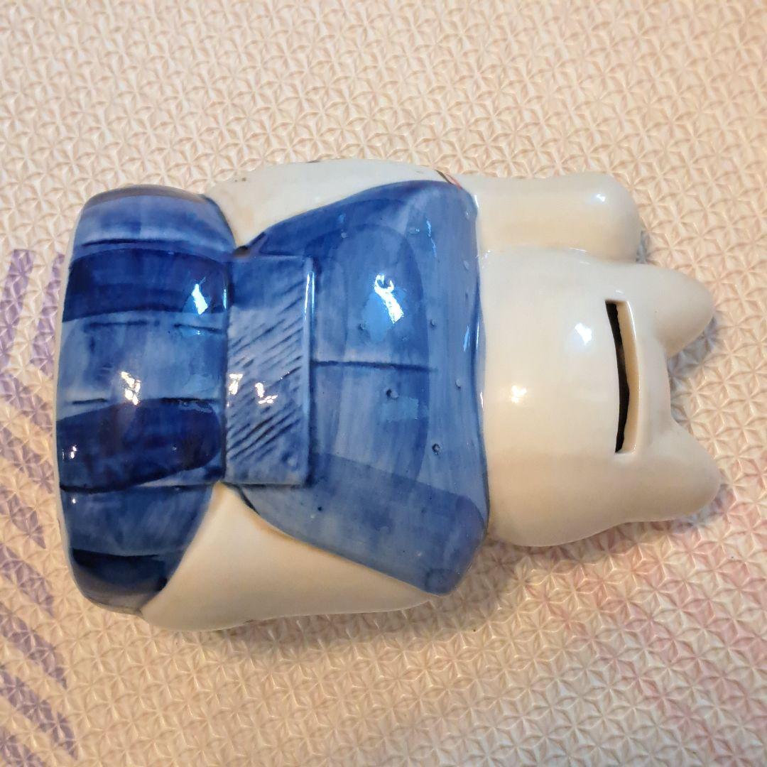 青い着物　招き猫　置物　貯金箱　陶器　まねき猫　ねこ　ヴィンテージ　縁起物