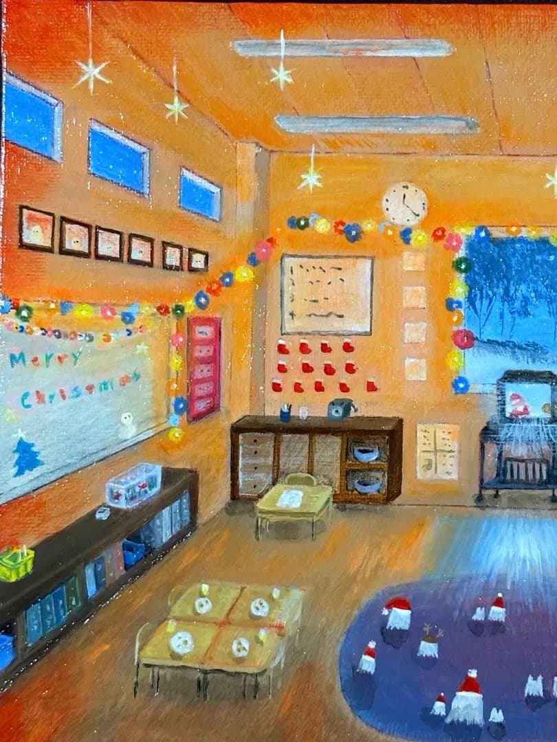 christmas party アクリル画　F3