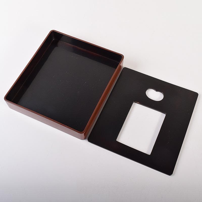 書道具　黒漆　玉石螺鈿装飾　花蝶文　硯箱　時代箱付　G　R7807