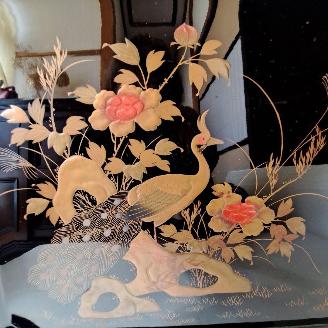 蒔絵 猫足 長方 飾り台 お膳