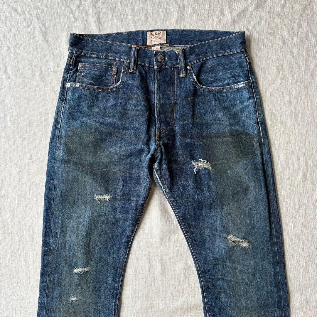 【名作】RRL CRUSH JEANS ダメージ インディゴ デニムパンツ 32