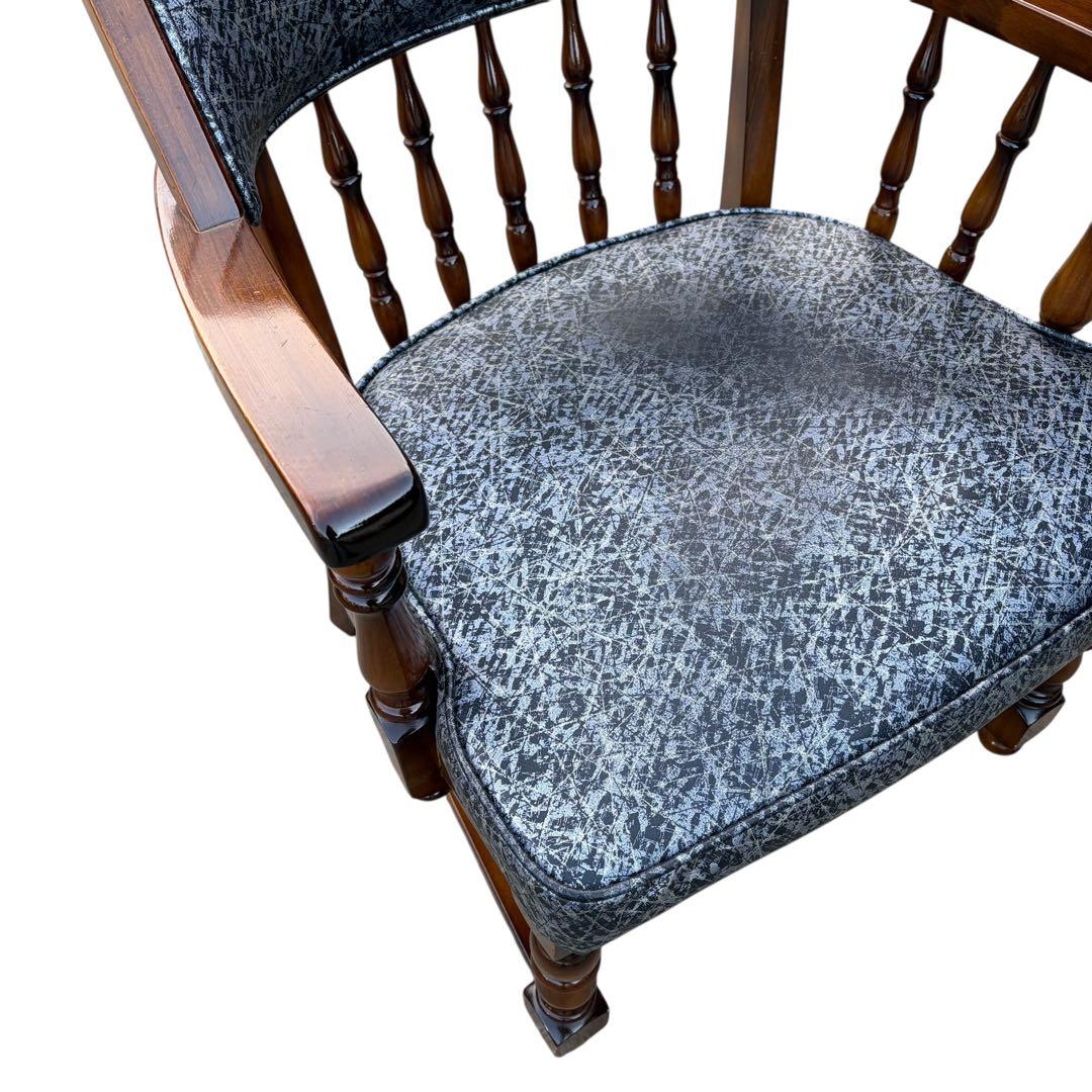 【希少】オールドカリモク コロニアル 合皮 ラタン アームチェア ③