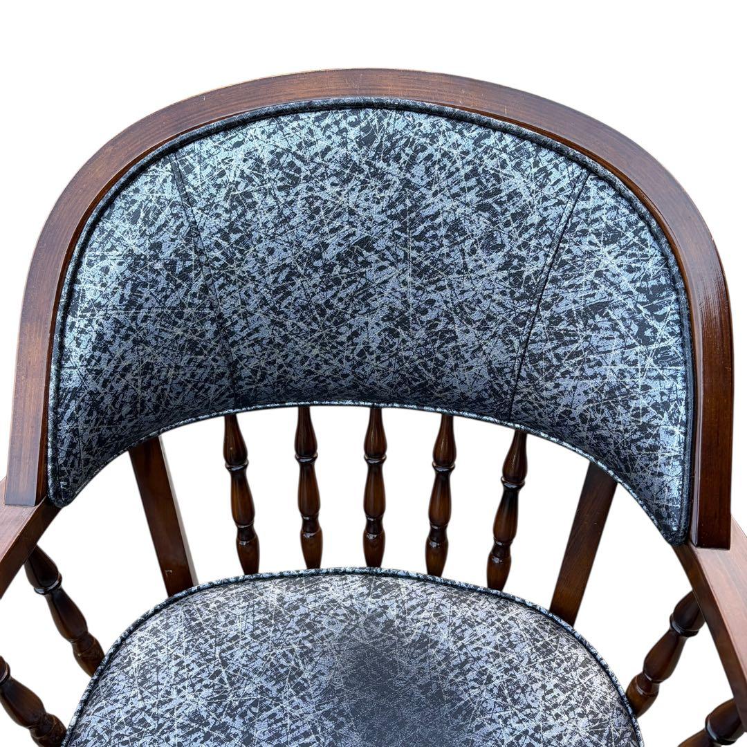 【希少】オールドカリモク コロニアル 合皮 ラタン アームチェア ③