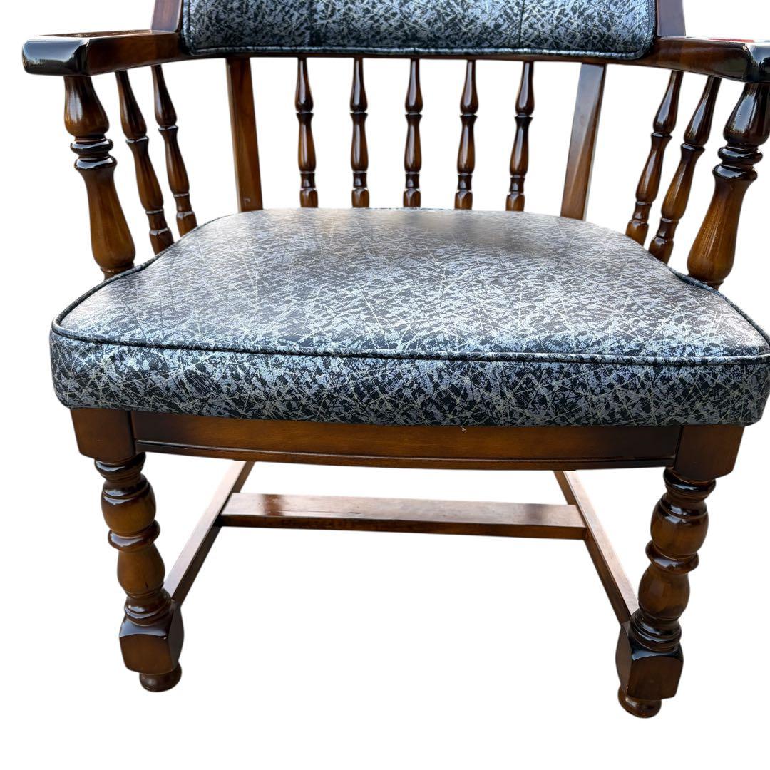 【希少】オールドカリモク コロニアル 合皮 ラタン アームチェア ③