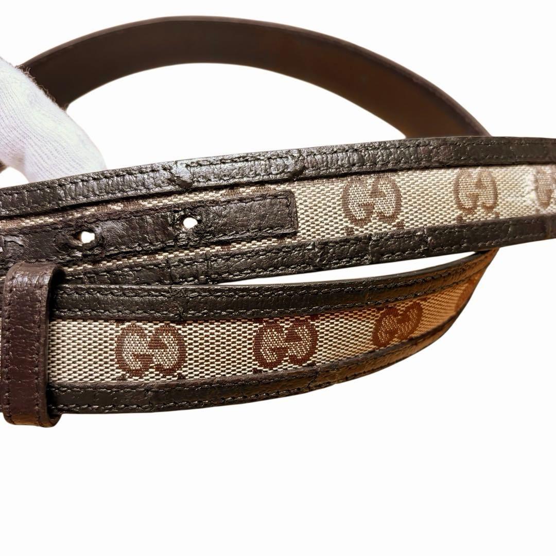 グッチ GUCCI ベルト インターロッキング GG柄 ブラウン キャンバス