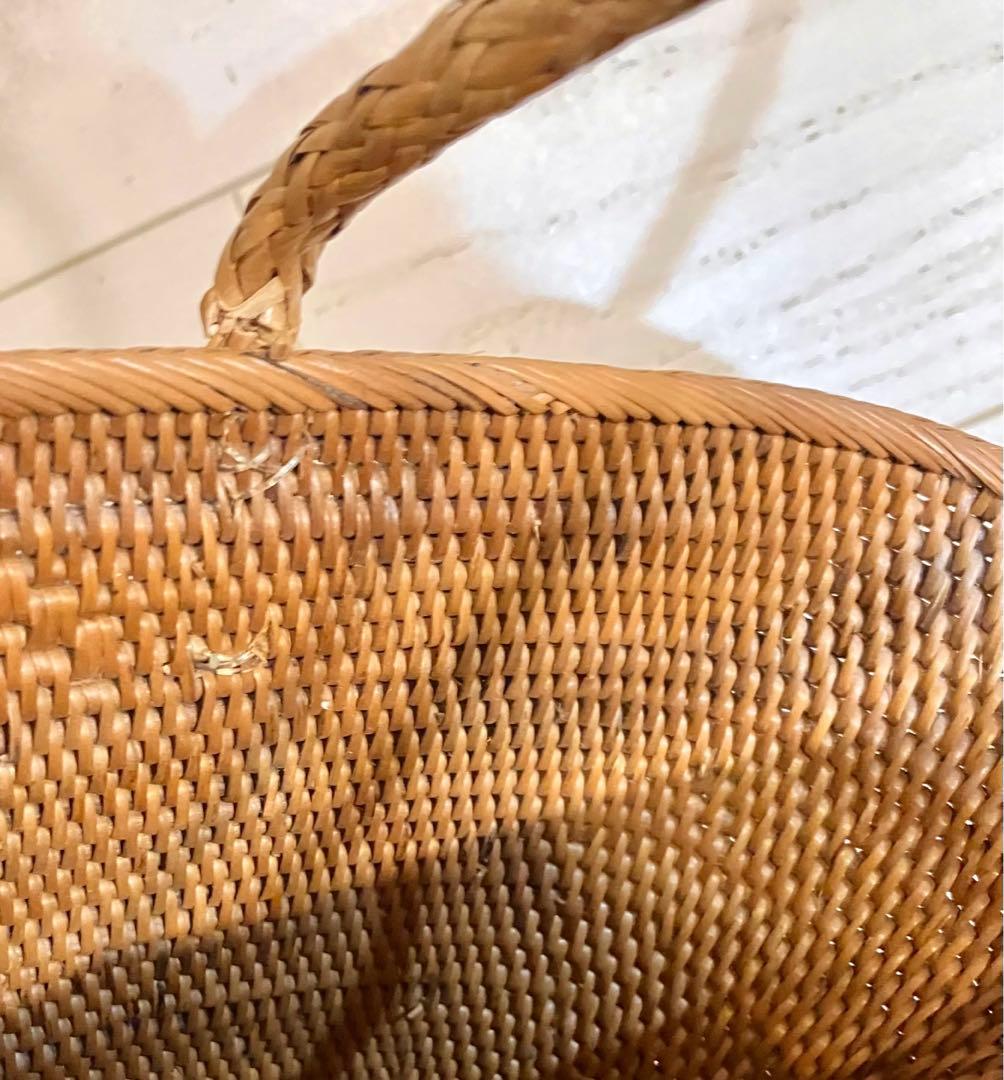 美品☆バリ島トゥガナン村製品 アタ カゴ ショルダーバッグ 手編み籠