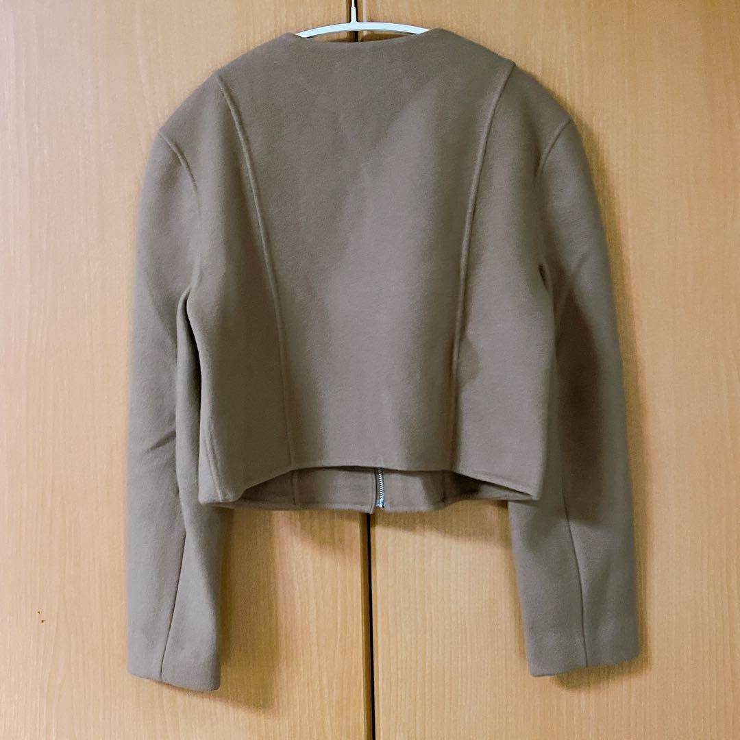 ウールダブルクロスリバーショートジャケット キャメル S アニュアンス